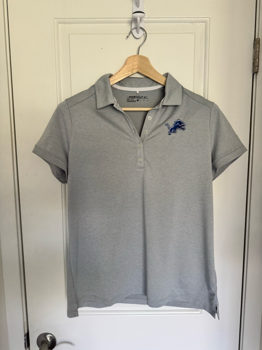 Nike NFL Detroit Lions Women's Golf Polo Gray Embroidered Logo Game Day XL